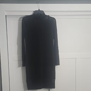 Elegant Black Long Mesh Sleeve Dress